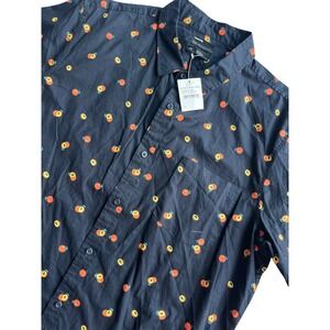 NEW Public Opinion Mens XL Navy Peaches Short Sleeve Button Down Shirt